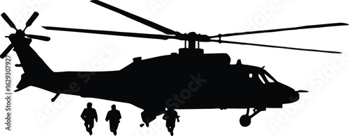 Military helicopter soldiers silhouette vector illustration clipart army army aviation icon