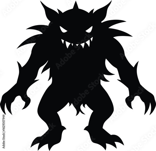 monster silhouette vector clipart spooky creature design black shadow isolated