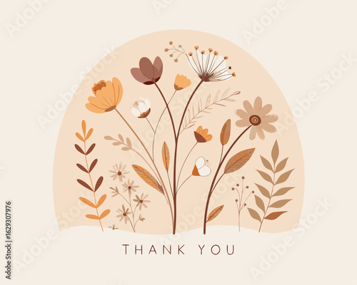 Floral greeting card with hand drawn wildflowers. Vector illustration,cute flowers and leafs isolated icon vector illustration desing vector illustration desing