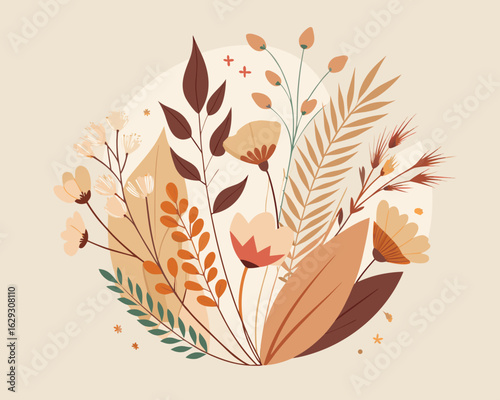 Floral greeting card with hand drawn wildflowers. Vector illustration,cute flowers and leafs isolated icon vector illustration desing vector illustration desing