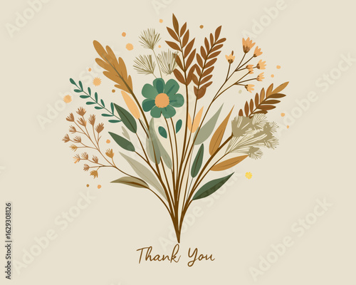 Floral greeting card with hand drawn wildflowers. Vector illustration,cute flowers and leafs isolated icon vector illustration desing vector illustration desing