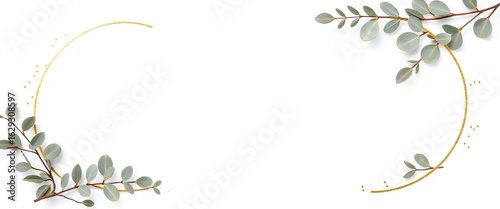 Elegant gold oval frame with delicate green eucalyptus leaves