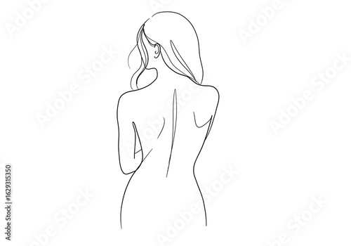 Minimalist line art of a woman's back view