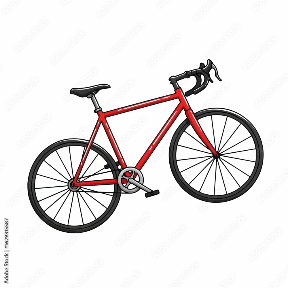 Obraz premium Red road bike with lightweight frame and aerodynamic design isolated on white background