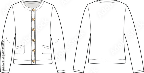 Vector illustration of a white shirt template with clothing, fashion, and apparel designs for men and women