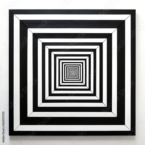 Concentric squares optical illusion pattern isolated on white background