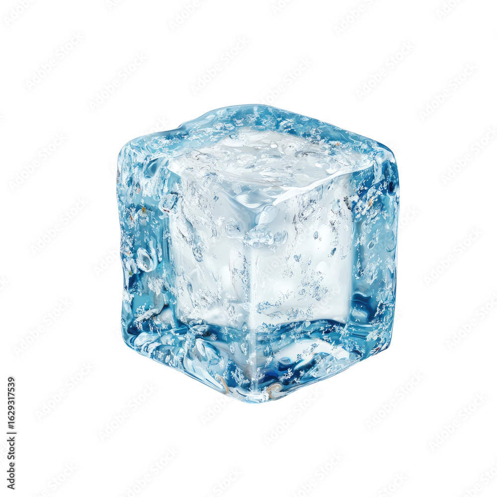 Fototapeta premium Single ice cube, slightly textured