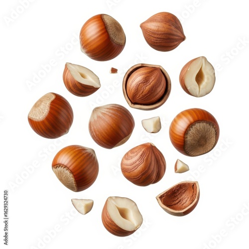 Hazelnuts isolated on white background