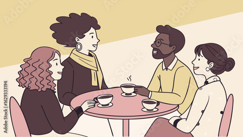 Diverse Friends Enjoying Coffee at a Cafe.