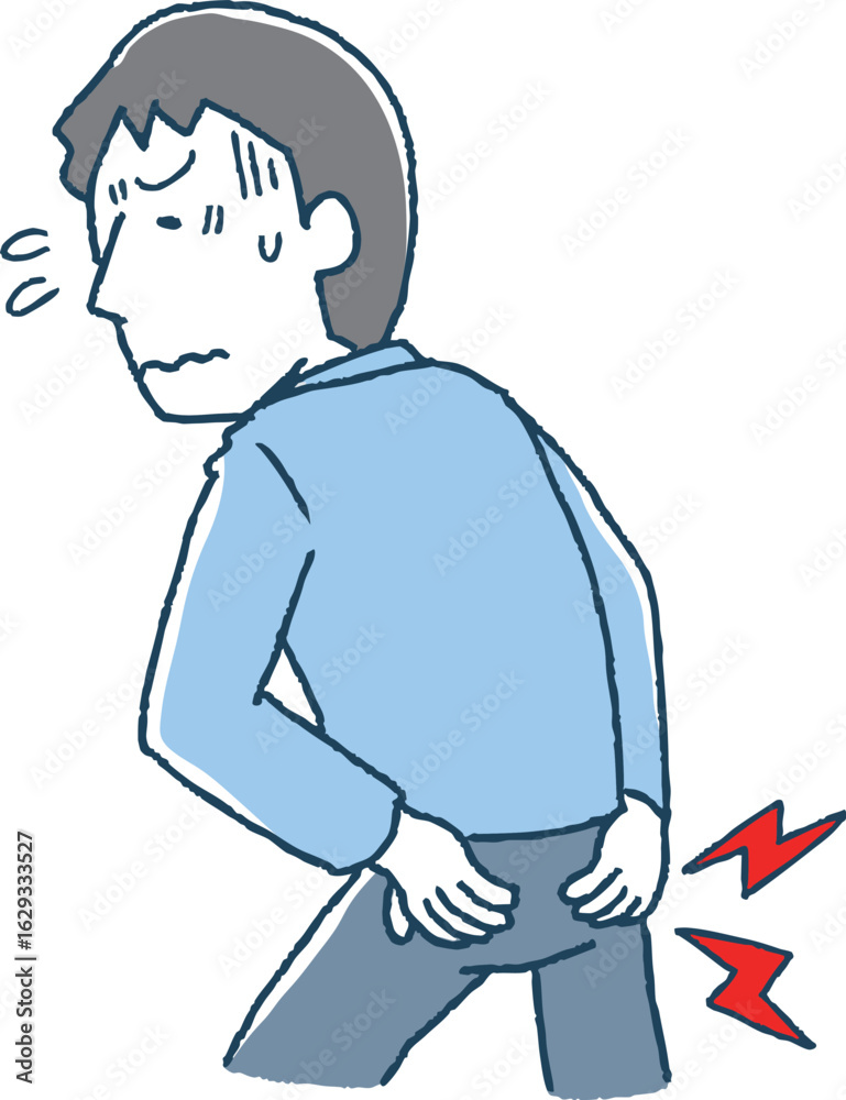 おしりが痛い男性 おしりが痛い男性