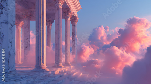 Greek Temple in Pastel Dreamscape