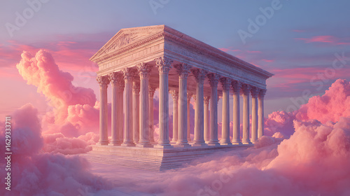Greek Temple in Pastel Dreamscape