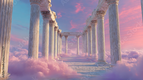 Greek Temple in Pastel Dreamscape