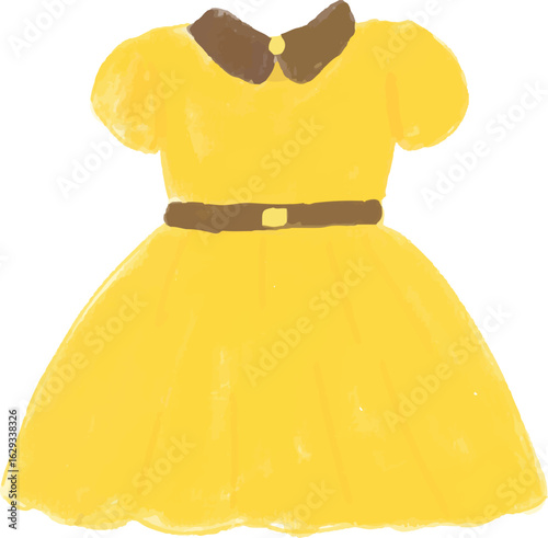Cute Yellow Dress Vector Illustration Fashion Clipart for Girls