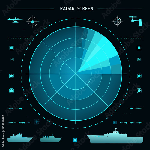 radar screen vector illustration