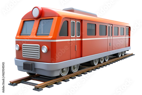 Ai generated image of red vintage train locomotive isolated on transparent background, symbolizing travel and transportation