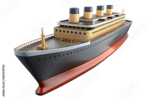 Ai generated image of a detailed 3d render of a classic ocean liner, isolated on transparent background, evoking themes of historical travel, luxury voyages, and maritime adventure