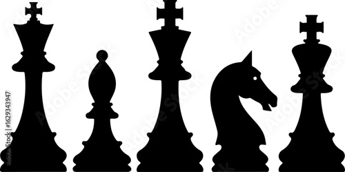 "Classic Chess Piece Silhouettes – Strategy Game Icons Collection" vector bundle