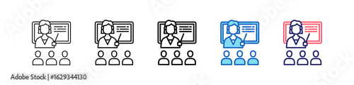 Teacher Icon In 5 Different Styles Set Collection.   