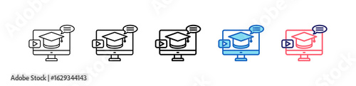 Online Learning Icon In 5 Different Styles Set Collection.   
