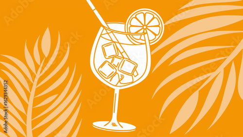 Elegant Orange Cocktail with Ice and Citrus Slice.