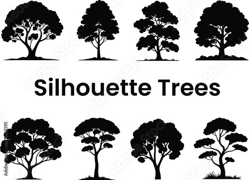 Elegant Tree Silhouettes Collection For Design Projects And Nature Art