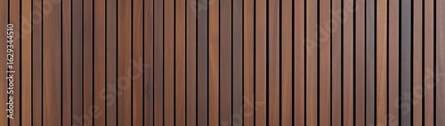 Vertical, closely spaced dark brown wood slats forming a textured wall