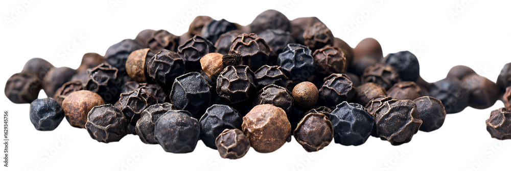Obraz premium black peppercorns on white background.
