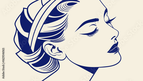 Side Profile of a Stylish Woman with Bold Makeup.