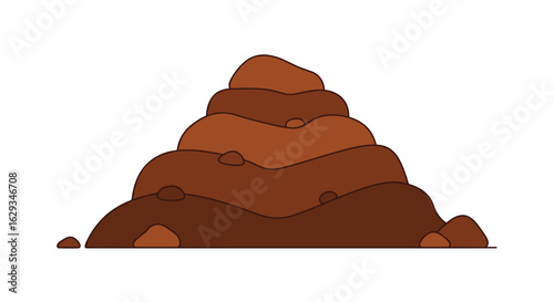 A simple stylized illustration of a brown pile of dirt or compost with a textured appearance against a white background