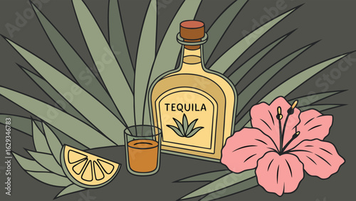 Tequila Lime and Hibiscus Tropical Drink Arrangement.
