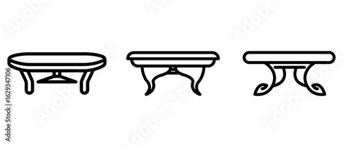 coffee-table outline or line icon design bundle.