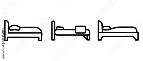 bed outline or line icon design bundle.