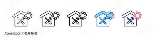 Home Repair Icon In 5 Different Styles Set Collection.   