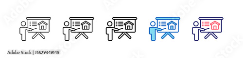 Presentation Icon In 5 Different Styles Set Collection.   