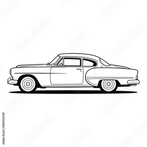Detailed line art illustration of a classic vintage car symbolizing automotive history and timeless design appeal perfect for automotive enthusiasts