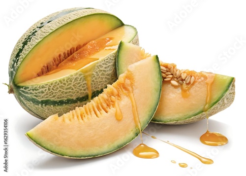Melon Slice with Soft Yellow Juice Wrap