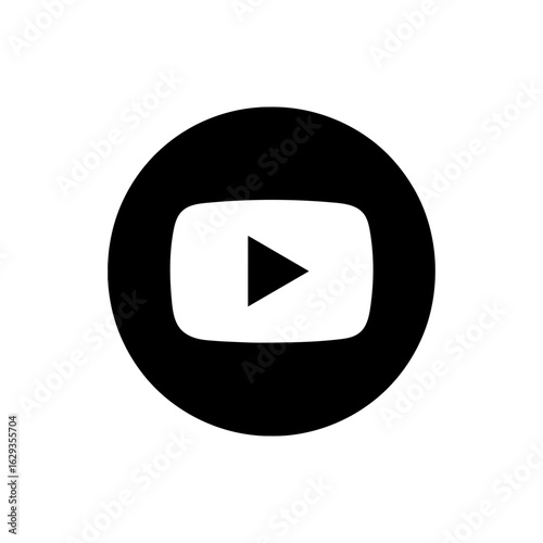Simple black and white youtube play button icon