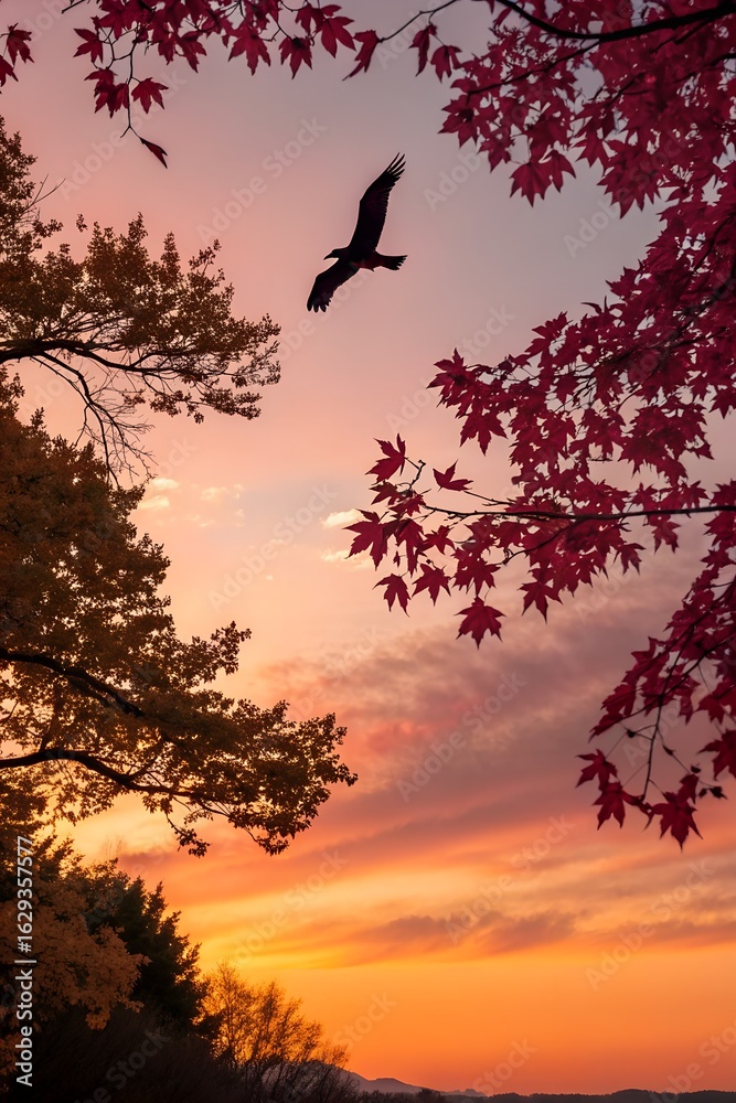 Obraz premium birds on sunset