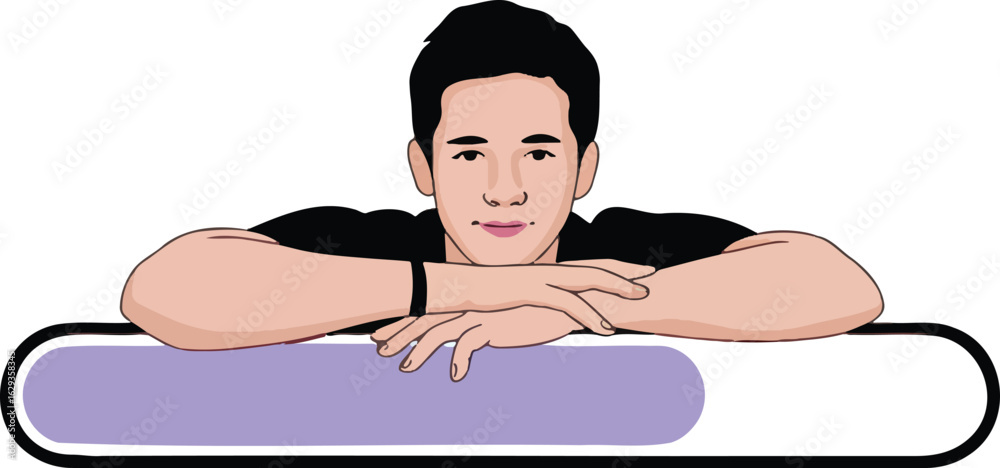 A Man Waiting with Loading Bar Symbolizing Digital Time illustration isolated on transparent background A Man Waiting with Loading Bar Symbolizing Digital Time illustration isolated on transparent background