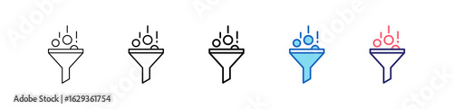 Funnel Icon In 5 Different Styles Set Collection.   