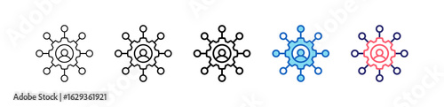 Networking Icon In 5 Different Styles Set Collection.   
