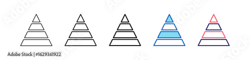 Pyramid Icon In 5 Different Styles Set Collection.   