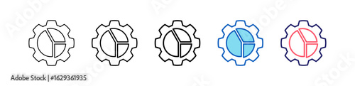 Pie Chart Icon In 5 Different Styles Set Collection.   