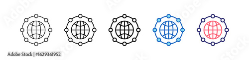 Network Icon In 5 Different Styles Set Collection.   