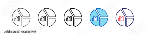 Pie Chart Icon In 5 Different Styles Set Collection.   