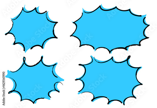 手書きのギザギザしたびっくり吹き出し　ベクター単色