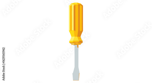 Isolated vector illustration of a yellow flathead screwdriver on white background