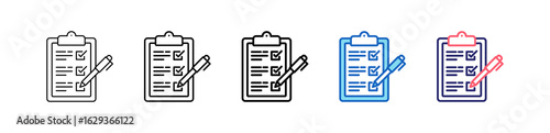 Task List Icon In 5 Different Styles Set Collection.   