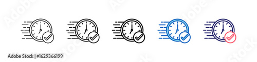 Fast Time Icon In 5 Different Styles Set Collection.   